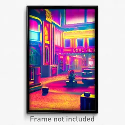 Pixel Art Poster - Tidy Exotic Area (8 Bit Psychedelic Trippy Video Game Print)