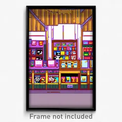 Pixel Art Poster - Detailed Comic Book Store (8 Bit Video Game Print)