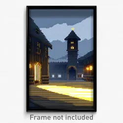 Pixel Art Poster - Dreary Nunnery (8 Bit Psychedelic Trippy Video Game Print)