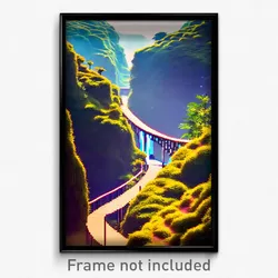 Pixel Art Poster - Upbeat Ravine (8 Bit Psychedelic Trippy Video Game Print)
