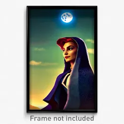 Pixel Art Poster - Villainous Moon (8 Bit Psychedelic Trippy Video Game Print)