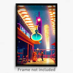 Pixel Art Poster - Liquid Lodge (8 Bit Psychedelic Trippy Video Game Print)