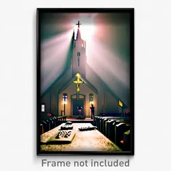 Pixel Art Poster - Remote Church (8 Bit Psychedelic Trippy Video Game Print)