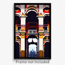 Pixel Art Poster - Major Spanish Architecture (8 Bit Video Game Print)