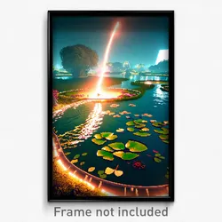 Pixel Art Poster - Imaginative Pond (8 Bit Psychedelic Trippy Video Game Print)