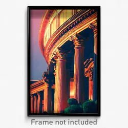Pixel Art Poster - Impeccable Roman Architecture (8 Bit Video Game Print)