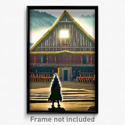 Pixel Art Poster - Bumpy Longhouse (8 Bit Psychedelic Trippy Video Game Print)