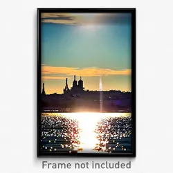 Pixel Art Poster - Distant French City (8 Bit Psychedelic Video Game Print)