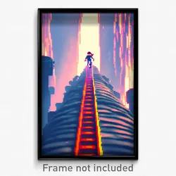 Pixel Art Poster - Digital Climb (8 Bit Psychedelic Trippy Video Game Print)