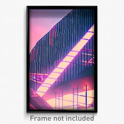Pixel Art Poster - Digital Wire Frame Modern Architecture (8 Bit Print)