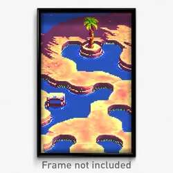 Pixel Art Poster - Flickering Atoll (8 Bit Psychedelic Trippy Video Game Print)