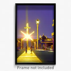 Pixel Art Poster - Golden Junction (8 Bit Psychedelic Trippy Video Game Print)