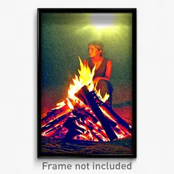 Pixel Art Poster - Thoughtful Bonfire (8 Bit Psychedelic Video Game Print)