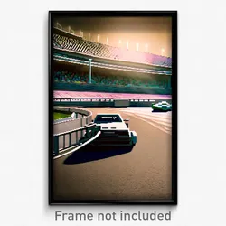 Pixel Art Poster - Awesome Racetrack (8 Bit Psychedelic Trippy Video Game Print)