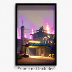 Pixel Art Poster - Secret Outpost (8 Bit Psychedelic Trippy Video Game Print)