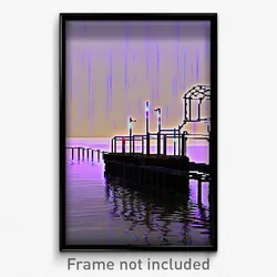 Pixel Art Poster - Wire Frame Glitchy Jetty (8 Bit Psychedelic Video Game Print)