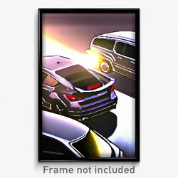 Pixel Art Poster - Metallic Car (8 Bit Psychedelic Trippy Video Game Print)