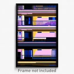 Pixel Art Poster - Bleak Balcony (8 Bit Psychedelic Trippy Video Game Print)