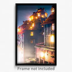 Pixel Art Poster - Notable Settlement (8 Bit Psychedelic Video Game Print)