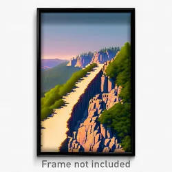 Pixel Art Poster - Tiny Ridgeline (8 Bit Psychedelic Trippy Video Game Print)