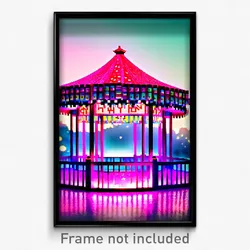 Pixel Art Poster - Sweet Pavillion (8 Bit Psychedelic Trippy Video Game Print)