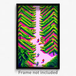 Pixel Art Poster - Zigzag Grove (8 Bit Psychedelic Trippy Video Game Print)