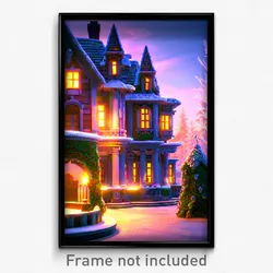 Pixel Art Poster - Frosty Mansion (8 Bit Psychedelic Trippy Video Game Print)