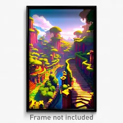 Pixel Art Poster - Lavish Vale (8 Bit Psychedelic Trippy Weird Video Game Print)