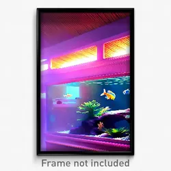 Pixel Art Poster - Unwelcoming Aquarium (8 Bit Psychedelic Video Game Print)