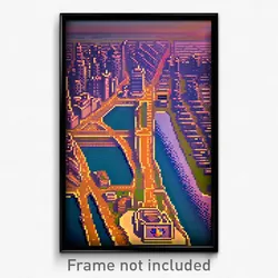 Pixel Art Poster - Rectangular Canadian City (8 Bit Video Game Print)