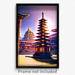 Pixel Art Poster - Graceful Temple (8 Bit Psychedelic Trippy Video Game Print)
