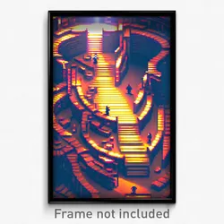 Pixel Art Poster - Complicated Hideout (8 Bit Psychedelic Video Game Print)