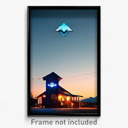Pixel Art Poster - Sky Blue Lodge (8 Bit Psychedelic Trippy Video Game Print)