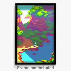 Pixel Art Poster - Gigantic Isle (8 Bit Psychedelic Trippy Video Game Print)