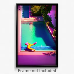 Pixel Art Poster - Insane Pool (8 Bit Psychedelic Trippy Weird Video Game Print)