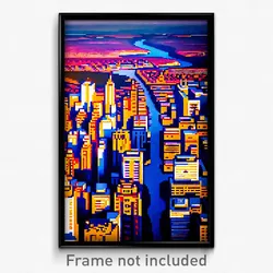 Pixel Art Poster - Vast Canadian City (8 Bit Psychedelic Video Game Print)