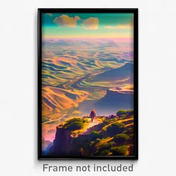 Pixel Art Poster - Dizzying Landscape (8 Bit Psychedelic Video Game Print)
