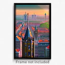 Pixel Art Poster - Tall German City (8 Bit Psychedelic Trippy Video Game Print)