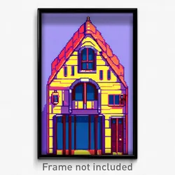 Pixel Art Poster - Slim Cartoon Architecture (8 Bit Video Game Print)