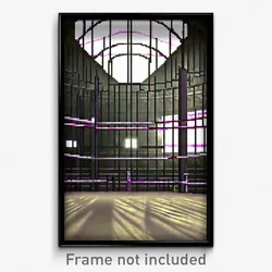 Pixel Art Poster - Wire Frame Arena (8 Bit Psychedelic Trippy Video Game Print)