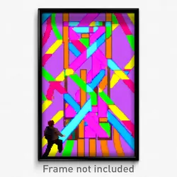 Pixel Art Poster - Colorful Crossing (8 Bit Psychedelic Trippy Video Game Print)