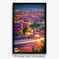 Pixel Art Poster - Original Mexican City (8 Bit Psychedelic Video Game Print)
