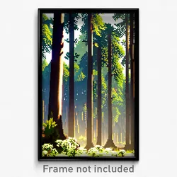 Pixel Art Poster - Pristine Forest (8 Bit Psychedelic Trippy Video Game Print)