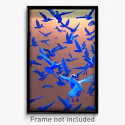 Pixel Art Poster - Blue Rookery (8 Bit Psychedelic Trippy Video Game Print)