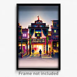 Pixel Art Poster - Hard To Find Shantytown (8 Bit Psychedelic Video Game Print)