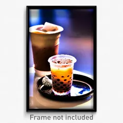 Pixel Art Poster - Aged Bubble Tea (8 Bit Psychedelic Trippy Video Game Print)