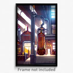 Pixel Art Poster - Detailed Brewery (8 Bit Psychedelic Trippy Video Game Print)