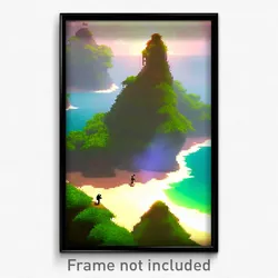 Pixel Art Poster - Pure Isle (8 Bit Psychedelic Trippy Weird Video Game Print)
