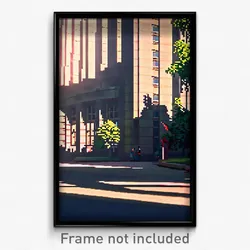 Pixel Art Poster - Shadowy University (8 Bit Psychedelic Video Game Print)