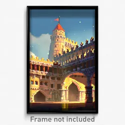 Pixel Art Poster - Majestic Citadel (8 Bit Psychedelic Trippy Video Game Print)